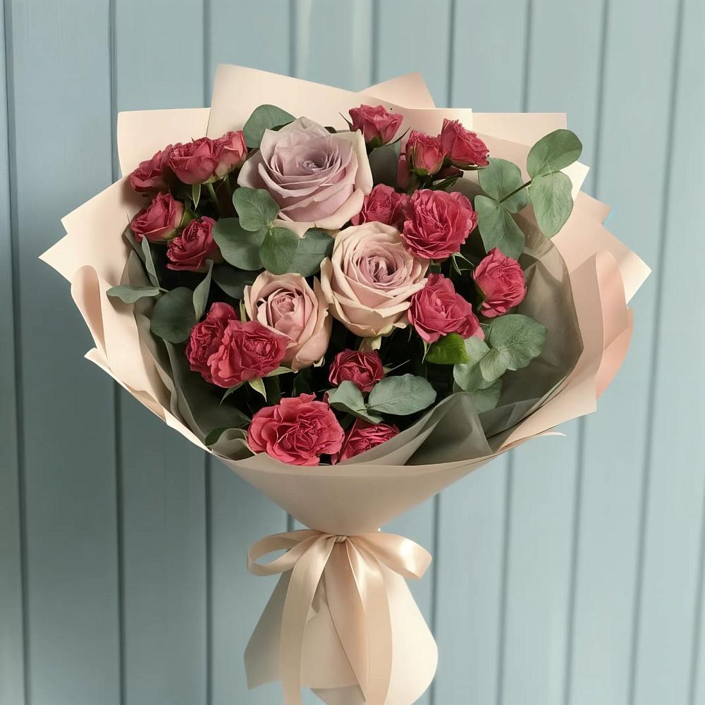 Букет цветов из: Гвоздики и Розы в Псыже
