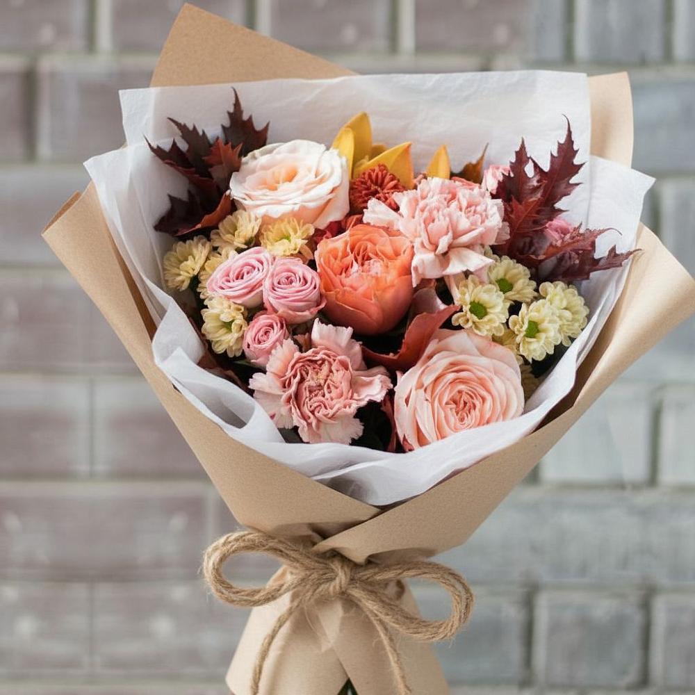 Букет цветов из: Гвоздики, Хризантемы и Розы в Псыже