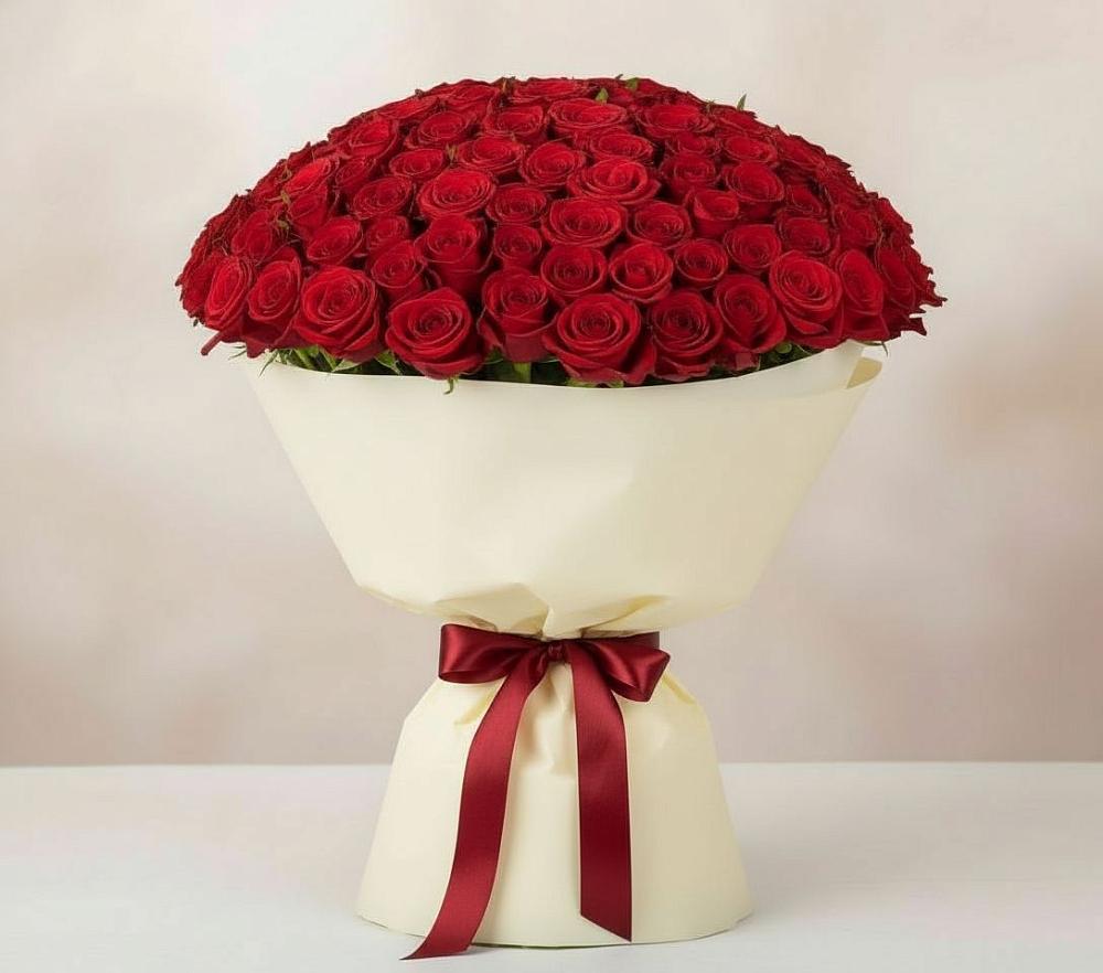 Букет 101 Красная роза Милано в Псыже