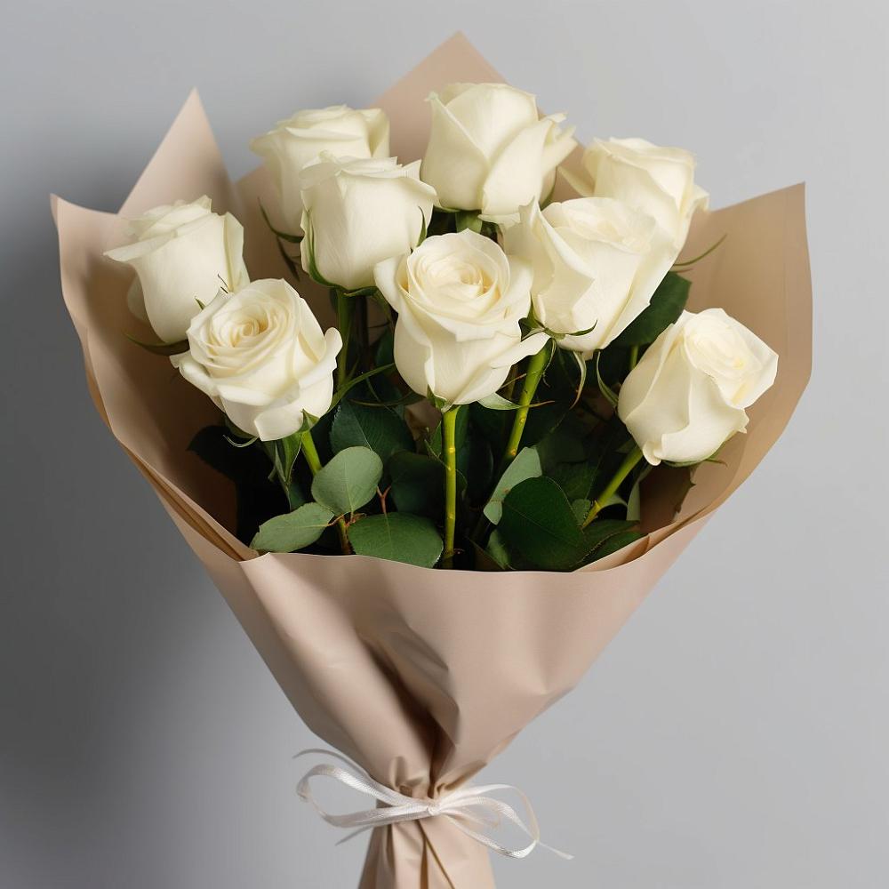 Букет 9 Белых роз Эдлесс Лав в Псыже