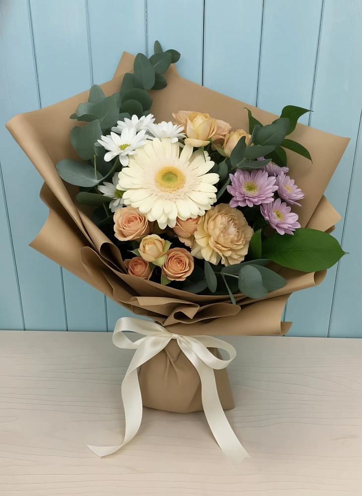 Букет цветов из: Герберы и Хризантемы в Псыже