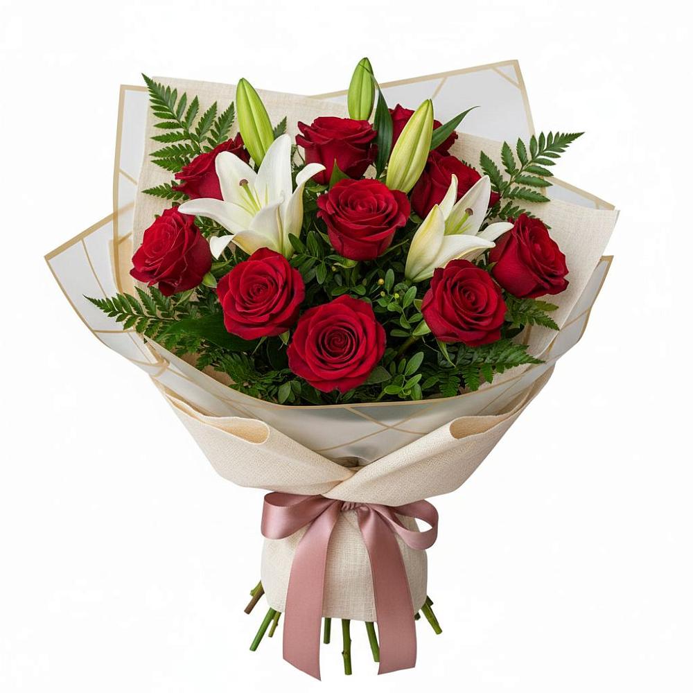 Букет цветов из: Лилии и Розы в Псыже