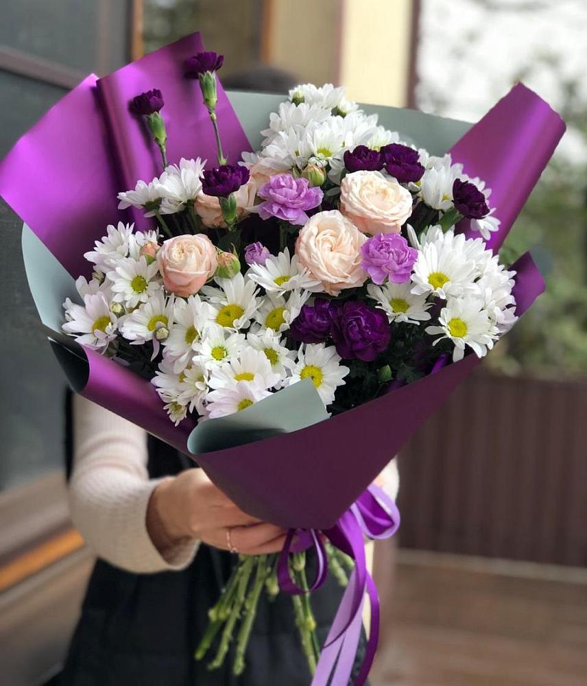 Букет цветов из: Хризантемы, Гвоздики и Розы в Псыже