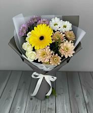Букет цветов из:  Розы, Герберы и Хризантемы в Псыже