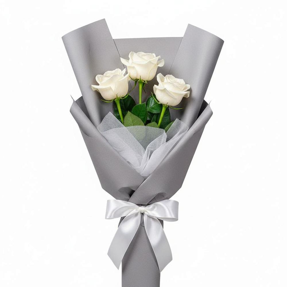 Букет 3 белые розы в Псыже