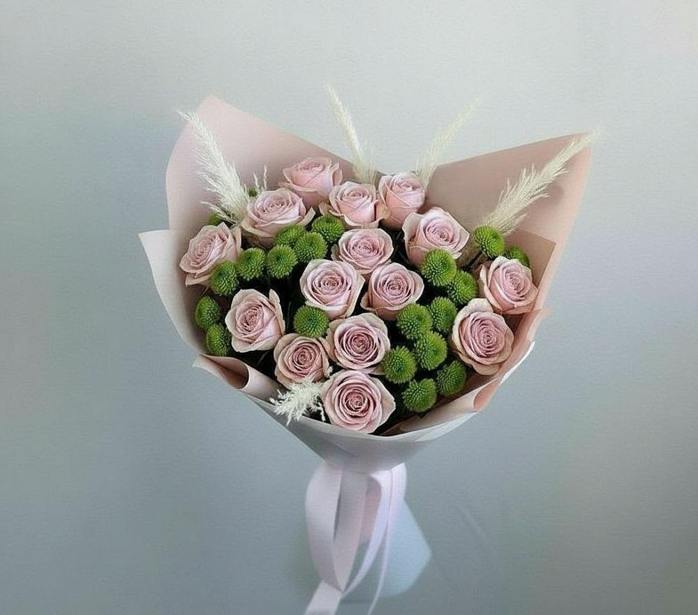 Букет цветов из: Розы и Хризантемы в Псыже