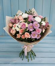 Букет цветов из:  Хризантемы, Розы и Альстромерии в Псыже