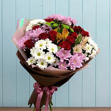 Букет цветов из:  Розы, Хризантемы и Альстромерии #REPLACE_PRED# Псыже
