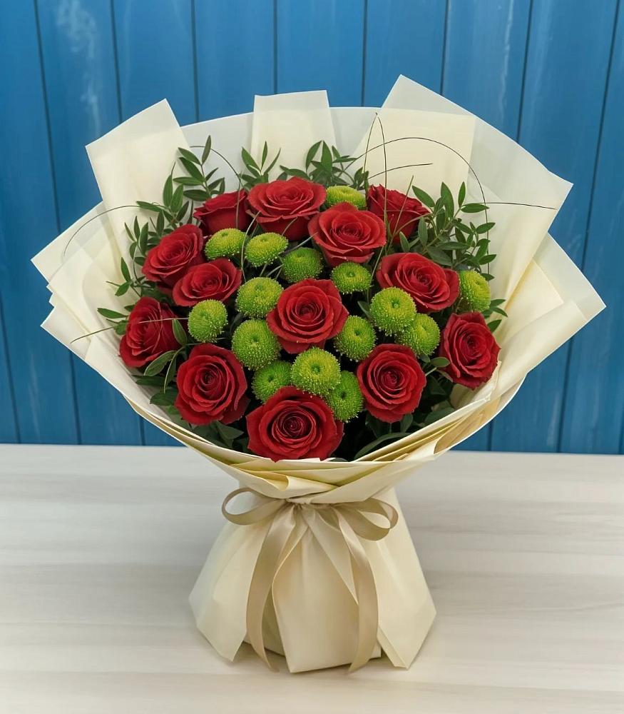 Букет цветов из: Розы и Хризантемы в Псыже