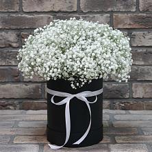 Цветочная композиция из Гипсофила в шляпной коробке в Псыже